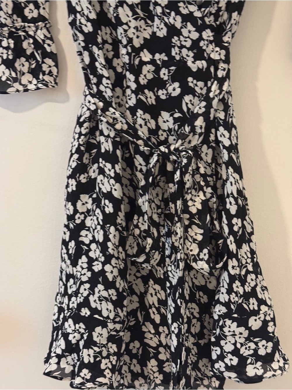 Reformation Black & White Floral Tie-Waist Mini Dress - Picture 4 of 4